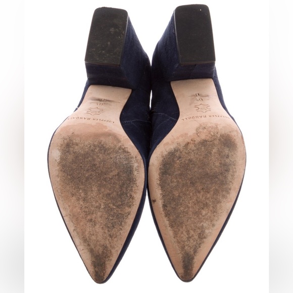 Loeffler Randall Dark Blue Suede Heeled Sock Booties - Picture 5 of 7